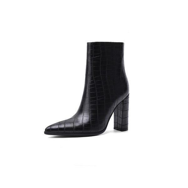 Anneli Croc Vegan Leather pointy toe boots