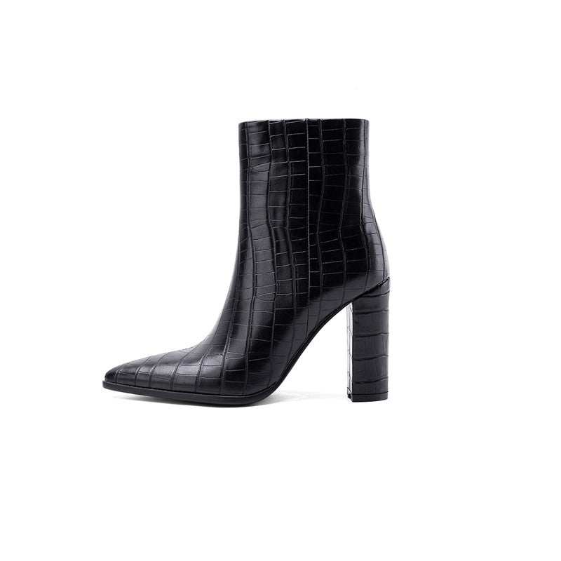 Anneli Croc Vegan Leather pointy toe boots