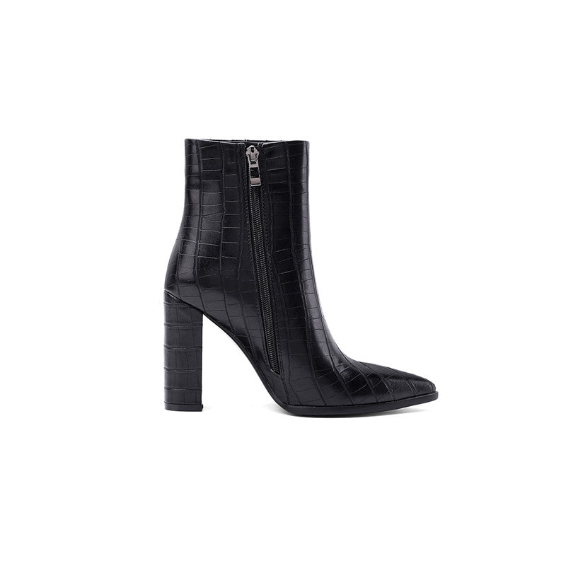 Anneli Croc Vegan Leather pointy toe boots
