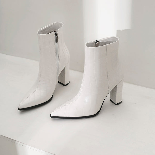 Anneli Croc Vegan Leather pointy toe boots