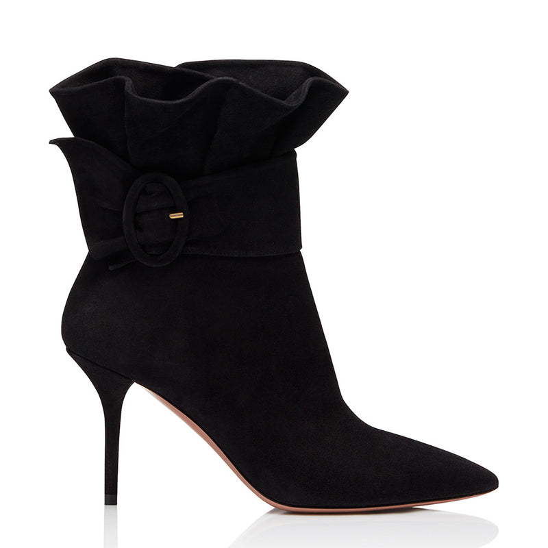 Astrid Ruffle Vegan Leather ankle boots