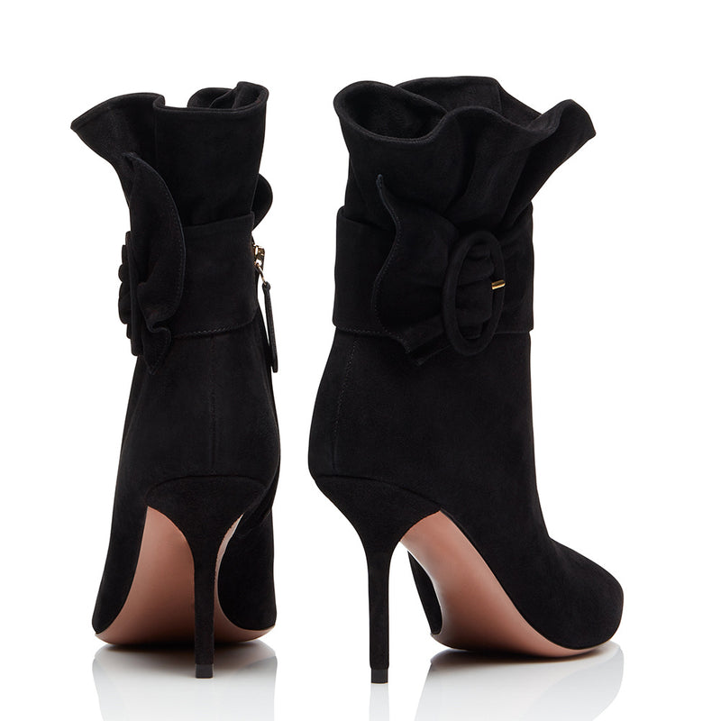 Astrid Ruffle Vegan Leather ankle boots